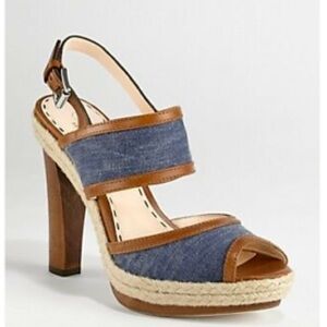 Coach Denim Daria Espadrille Heels Size 37.5